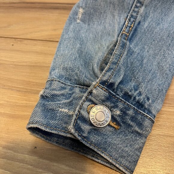 (CLO3)Garage Coupe Boyfriend Fit Distressed Denim Jean Jacket Women Size S Women - Picture 2 of 8